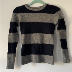 LOFT Black and Grey Thick Striped Sweater